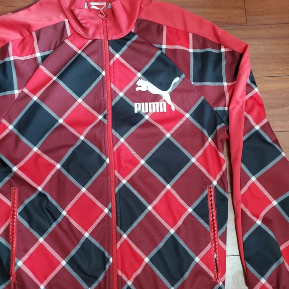 VINTAGE MEN'S PUMA TRACK JACKET ATHLETIC SIZE L ZIP  UP WHITE RED BLACK JACKET - Picture 6 of 8